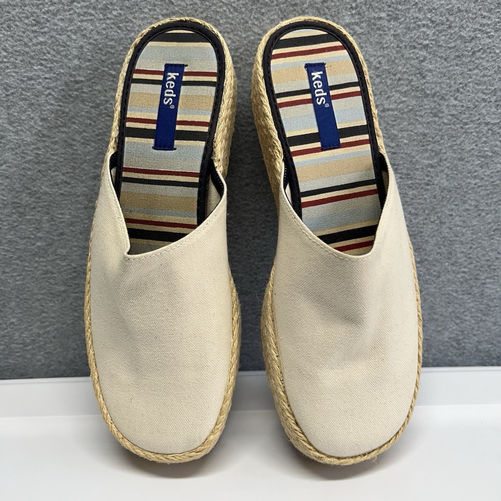 Keds Jute Rope Platform Slip-on Slide Sandals Shoes Sz 8‎ Tan Canvas